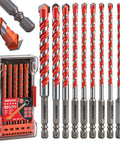 Go-To 10-Piece Masonry Drill Bit Set With 6-Inch Carbide Tipped Bits And Hex Shank For Brick Cement Tile Wood And Light Metal