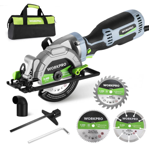 Compact 5.8 Amp Circular Saw With Parallel Guide Delivers 3500 RPM For Wood PVC Tile And Cement Block with three blades and bag