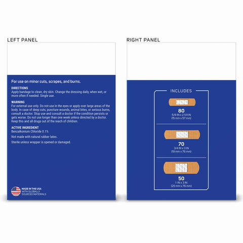 Fabric Adhesive Bandages 200 Count Bulk Assorted Sizes With Flexible Breathable Protection packaging details