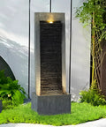 7-Tier Rock Water Fountain With Lights For Outdoor Garden Decor, Cascading Waterfall For Patio, Backyard, Deck Or Porch