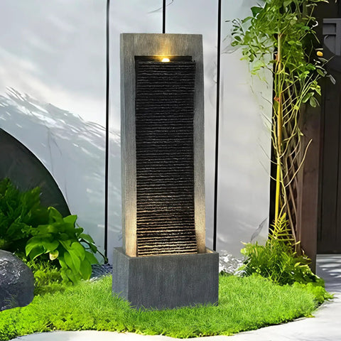 7-Tier Rock Water Fountain With Lights For Outdoor Garden Decor, Cascading Waterfall For Patio, Backyard, Deck Or Porch