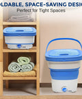 Portable Mini Washing Machine For On The Go Laundry, Lightweight Collapsible Bucket Washer And Dryer, 1kg Capacity, blue in shelf