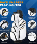 TLock Golf Cart Bag With 14 Way Organizer Full Length Divider Top Rigid Inner Shell No Clatter Cart Bag With labeled pockets