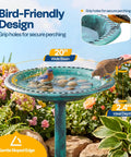 Weatherproof Polyresin Pedestal Bird Bath For Outdoors And Garden 28 Inch Tall With A 20 Inch Bowl Green