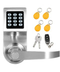 Smart Door Lock With Keyless Entry, PIN Pad, RFID Card Access, Remote Control, And Physical Key Backup NDL302 silver finish