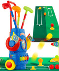 Fun Tot Golf Set For Kids With 4 Lightweight Clubs, 6 Soft Balls, 2 Practice Holes, Mini Putting Mat And Rolling Cart