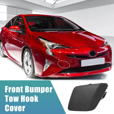 Toyota Prius 2016-2018 with front tow hook covers for bumper replacement using durable ABS plastic eye caps.