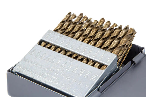 60 Piece M35 Cobalt Drill Bit Set For Metalworking Tough As Nails Bits For Stainless Steel And Hard Alloys With Gold Oxide Finish Includes Size Range 1 Through 60 For Precise Holes in metal case