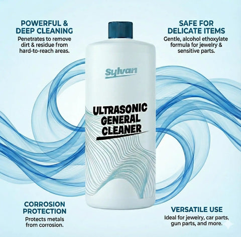 Bottle of Ultrasonic Cleaner Solution Concentrate With Free Cleaning Cloth Makes Up To 50 Gallons For All Ultrasonic Machines Usa Made 32 Oz Cleaning Liquid