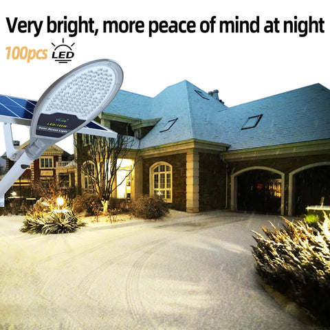 Solar Street Light For Driveways And Yards Super Bright Outdoor Lighting Waterproof And Solar Powered 11000mAh Battery No Wiring Needed Ideal For Barns And Remote Areas
