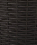 Close-up of Wallice Outdoor Patio Table Dark Brown Built To Last With Weather Resistant Polypropylene Resin woven texture.