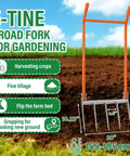 Heavy Duty 5-Tine Broad Fork for Gardening With Ergonomic U Shaped Handle All Steel Construction Rust Resistant Built to Dig Deep