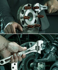 Mechanic using 10 Inch Adjustable Wrench With 1-7/16 Inch Jaw Opening Chrome Vanadium Steel Rust Resistant Heat Treated Finish