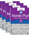 4-pack of Nordic Pure pleated MERV 8 air filters for home HVAC, size 20x25x5, fits Honeywell Lennox systems for clean airflow