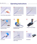 Assembly instructions for 10Gbps Cat6 Keystone Jack Inserts 25 Pack 90 Degree Punch Down RJ45 Adapter installation guide.