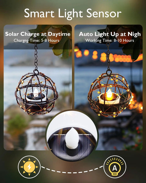 8 Pack Solar Tea Lights Outdoor Waterproof Rechargeable Dusk To Dawn Flameless Flickering LED Votive Candles hanging decor