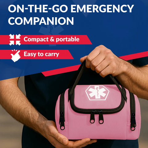 Compact Empty First Responder Gear Bag For EMS And EMTs Pink 10.5 By 5 By 8 Inches with Sturdy Handle