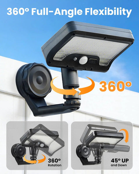 Magnetic Solar Lights Outdoor 600LM Motion Sensor LED Security Lights for wall patio with 270 degree mount installed