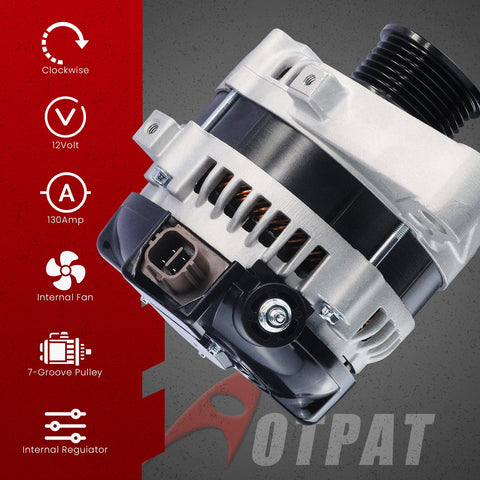 Beefed Up 12V 130Amp Alternator For Toyota Tacoma 2005 To 2015 And 4Runner 2003 To 2009 4.0L V6 With 7 Grooves CW Pulley OE 27060-0P020 Replacement High Output Power detailed view