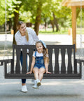 All Weather Outdoor Hanging Porch Swing For Two Seats With Cup Holders Durable Plastic Patio Swing Bench With Chains