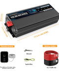 4000W Pure Sine Wave Power Inverter 12V To 110V And 120V AC With Remote, 8000W Peak, 4 AC Outlets, Dual USB, LED Display