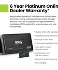 4 Channel ATV UTV Marine Amplifier With Bluetooth Remote Plug And Play, 125W Max Per Channel, shown with remote control