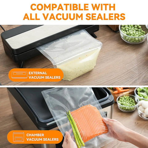 Quart Vacuum Sealer Bags For Food 8 By 12 Inches 50 Count BPA Free Thick Bags used with external and chamber sealers