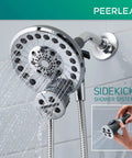 Easy No Tool Shower Arm Upgrade With Dual Head And Wand Five Pattern Shower Head For Pet Baths And Tub Cleanup Quick Family Friendly Install Lets One Or Two Sprays Run At Once Keeps Your Shower Clean, chrome finish