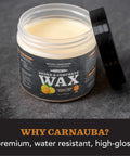 Natural Stone Wax Sealant Pro Grade For Soapstone, Slate And Concrete Countertops With Carnauba And Beeswax, jar on counter