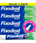 Denture Adhesive With Scope Mint Fresh Breath, 2.0 Ounce Tubes Pack Of Four, Precision Tip For Seamless Seal And All Day Hold.