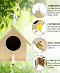 Pack Of 2 Natural Wood Hanging Bird Houses For Outdoors DIY Patio Garden Decor Nest Boxes with details on design and materials.