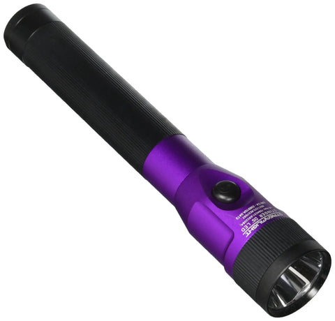 Purple LED Flashlight For Everyday Carry, Rugged Handheld Torch With Long Battery Life, Reliable Performance, Black Grip