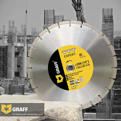 Laser Welded Diamond Blade 14 Inch For Cutting Reinforced Concrete, Stone, Marble, Granite, Brick And Masonry displayed