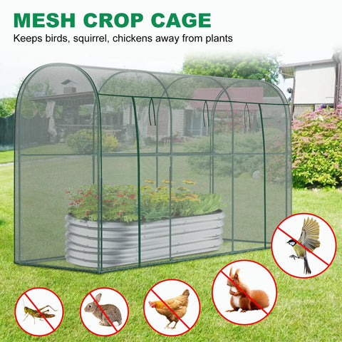Crop Cages For Garden Plants, Large 9.8 Ft Long By 3.3 Ft Wide By 6 Ft High Plant Protection Tent With Zippered Door, Raised Bed Cover, Wind Resistant Garden Bed Enclosure For Vegetables And Flowers, Easy To Assemble