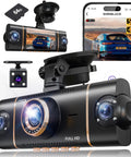 4 Channel 360 Degree Dash Cam with Front Rear Inside Left Right Cams, 4K Front And 1080P Side And Rear Shots, includes 64GB card