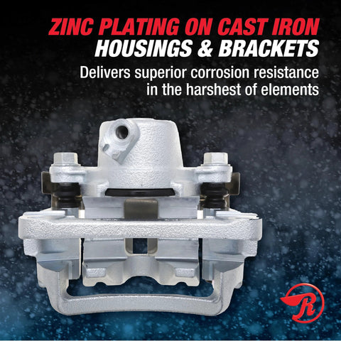 Raybestos Element3 front brake caliper and bracket assembly, zinc-plated cast iron