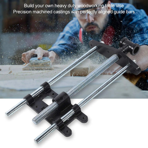 Heavy Duty Steel Front Mount Shop Vise For Workshop Bench Clamping And Woodworking Projects with precision guide bars