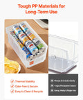 Clear Stackable Storage Bins 6 Pack, 14.8 By 8.5 By 7.1 Inches, Durable Plastic Containers filled with cans, tough PP material