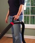 Person using Ergonomic Two Point Five Inch Vacuum Hose Handle Comfy Grip With Built In Air Flow Control Comfortable End Attachment