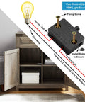 Black Cabinet Lamp Switch 2 Pack Automatic Door Light Switch for wardrobe, with wiring guide and light bulb illustration in a room setting.