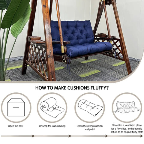 Porch Swing Cushion Set For Outdoor 2 To 3 Seater Benches Waterproof Garden Patio Bench Pad With Ties 4 Inch Thick Cozy