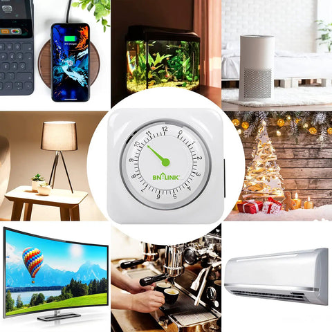 No Fuss Turn Dial Countdown Timer With 3-Prong Grounded Outlet Up To 12 Hour Countdown In 15 Minute Increments Energy Saving