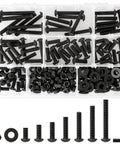 Complete 1/4-20 Bolt And Nut Set With Washers In Black, 219 Pieces With 73 Bolts 73 Nuts 73 Washers, K Kwokker