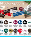 Custom Name Plate for Desk or Door With 14 Color Options 2 by 8 Inches Easy to Personalize shown with sample color options