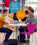 Image of two students using Heavy Duty Felt Chair Leg Covers With Soft Fuzzy Bottoms For Quiet Vibes And Zero Annoying Screeches.