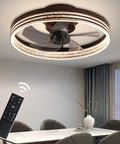 Smart Low Profile Bladeless Ceiling Fan With Lights 19.7 Inch Flush Mount Dimmable Three Color Temperature LED App Or Remote Control