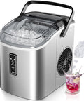 Beast Portable Countertop Ice Maker With Carry Handle, 9 Ice Cubes In 6 Minutes, 26.5 lbs per Day, two-size bullet ice, front view