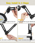 Instructions for assembling 10X Lighted Desk Magnifier With Swing Arm Lamp Pro Grade Ultra Long 3 Section Arm Rectangle Head