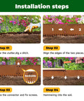 Installation steps for Pre Rusted Steel Garden Edging 40 Inch Long 8 Inch Deep 180 Degree Top Bend Protective Border Pack Of 6