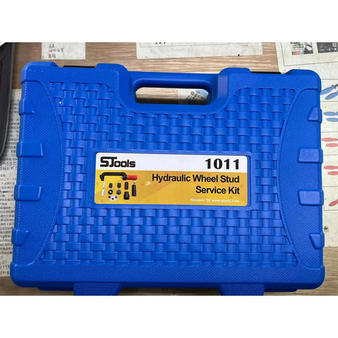 Powerful 10 Ton Hydraulic Wheel Stud Remover And Installer Kit For Disc And Drum Brakes That Pulls Seized Corroded Studs Fast Without Damage Using High Strength Steel And Aluminum To Save Your Brake Hub From Messy Rust Jobs, blue case